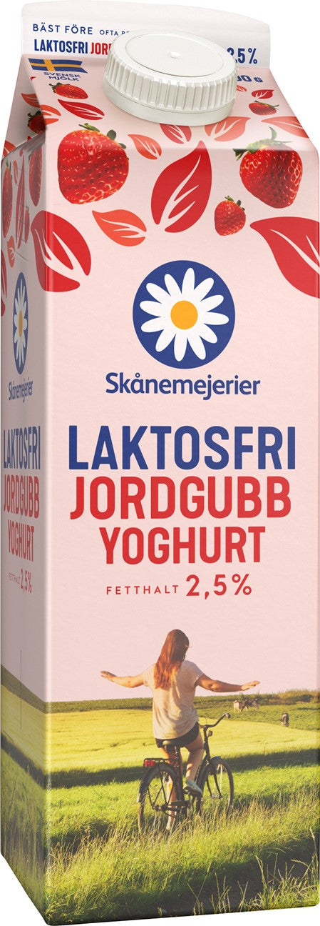 Yoghurt Jordgubb Laktosfri 2,5%1l Skånemejerier