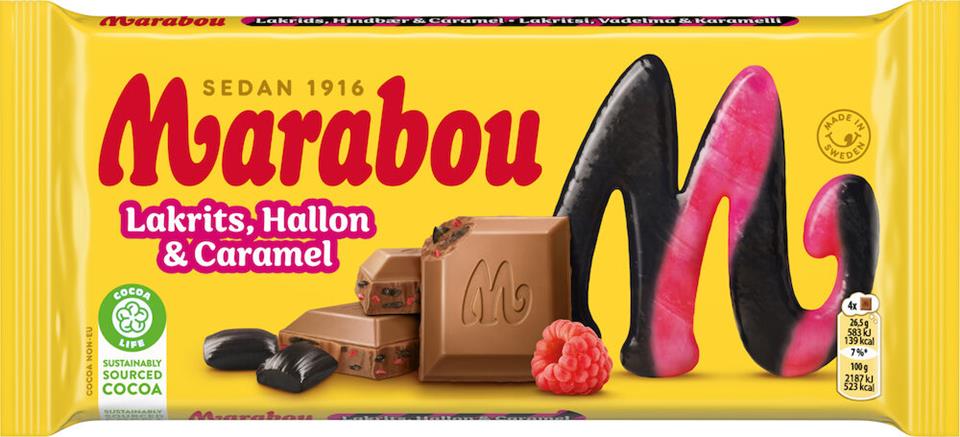 Chokladkaka Lakrits Hallon & Caramel 185g Marabou