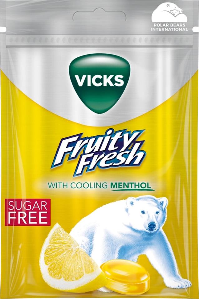 Halstablett Fruity Fresh Lemon & Menthol Sockerfri 72g Vicks