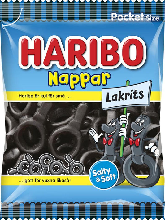 Lakritsnappar 80g Haribo