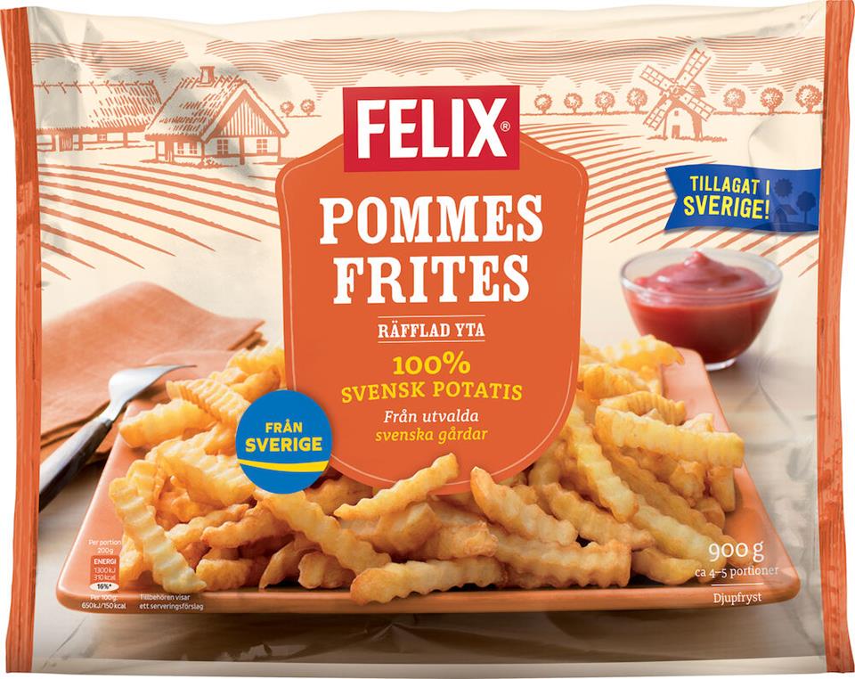 Pommes frites Räfflade Fryst 900g Felix