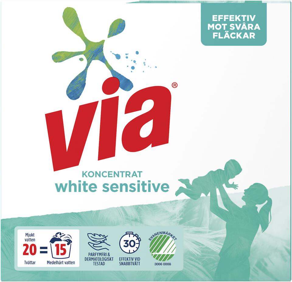 Tvättmedel Vit Sensitive 750g Via