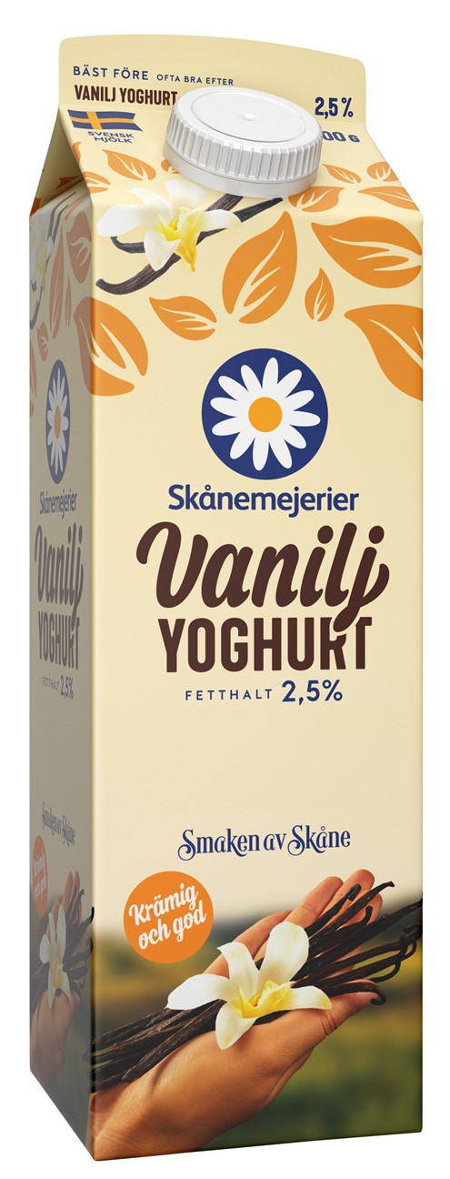 Yoghurt vanilj 2,5% 1l Skånemejerier