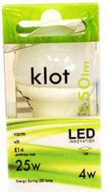 Klotlampa LED 4w=25w E14 250 lumen