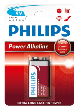 Batterier, 9 Volt brandvarnarbatteri Philips