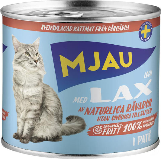 Våtfoder Katt Lax 635g, Mjau