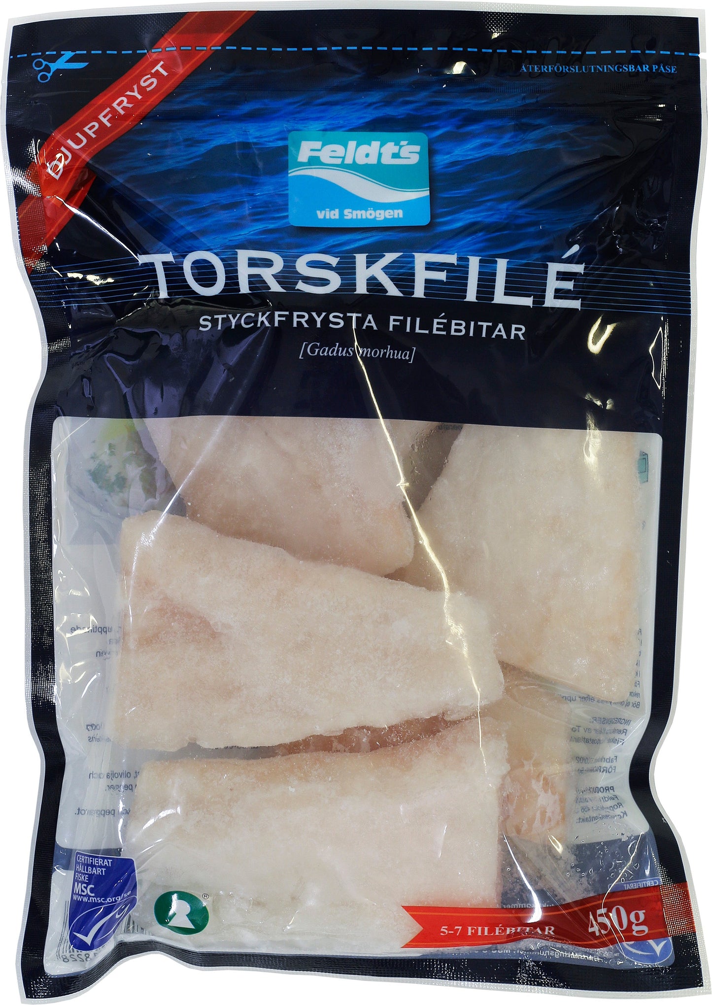 Torskfilé 450g Fryst Feldts