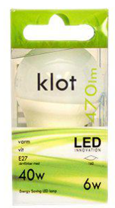 Klotlampa LED 6W =40w E27 470 lumen