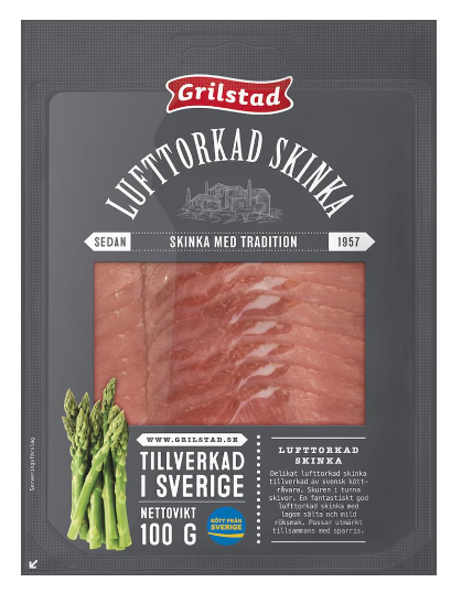 Lufttorkad skinka skivad 100g Grilstad