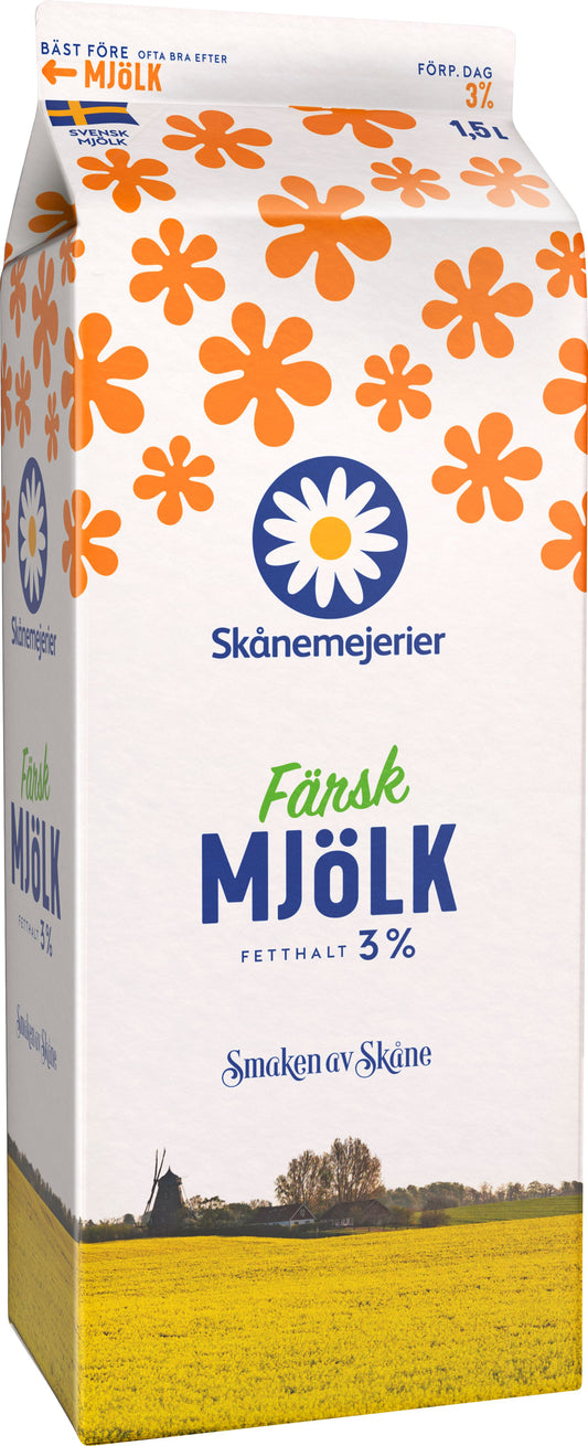 Mjölk 3%, 1,5L Skånemejerier